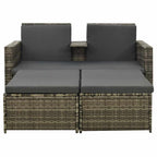 Set de muebles de jardín 3 pzas y cojines ratán sintético gris