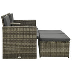 Set de muebles de jardín 3 pzas y cojines ratán sintético gris