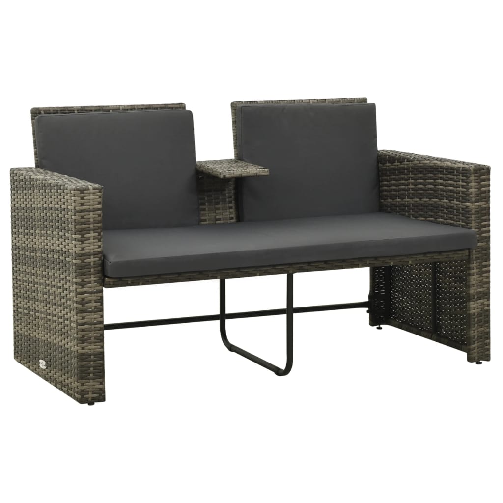 Set de muebles de jardín 3 pzas y cojines ratán sintético gris