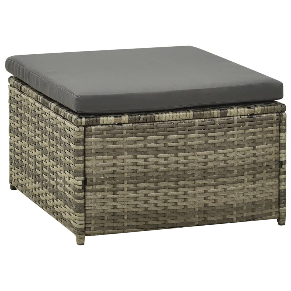 Set de muebles de jardín 3 pzas y cojines ratán sintético gris