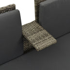 Set de muebles de jardín 3 pzas y cojines ratán sintético gris