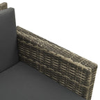 Set de muebles de jardín 3 pzas y cojines ratán sintético gris