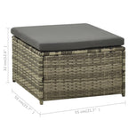 Set de muebles de jardín 3 pzas y cojines ratán sintético gris