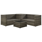 Set de sofás de jardín 4 piezas y cojines ratán sintético gris