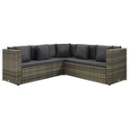 Set de muebles de jardín 4 pzas y cojines ratán sintético gris
