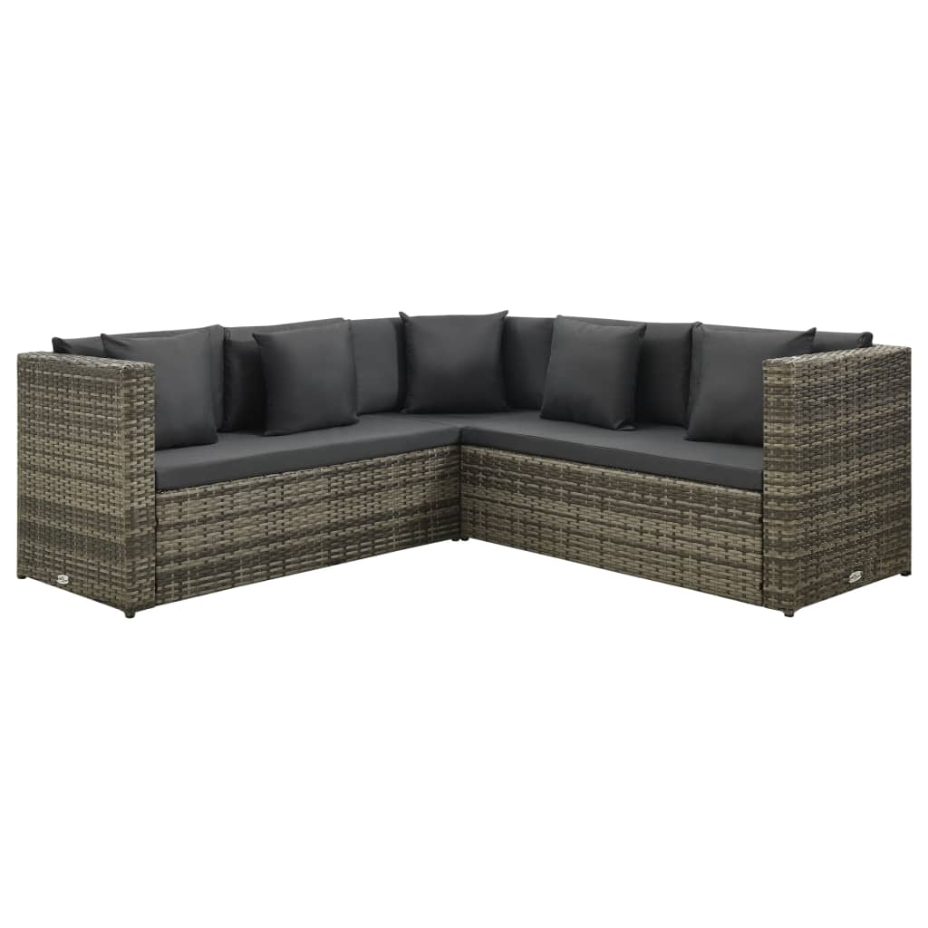 Set de muebles de jardín 4 pzas y cojines ratán sintético gris
