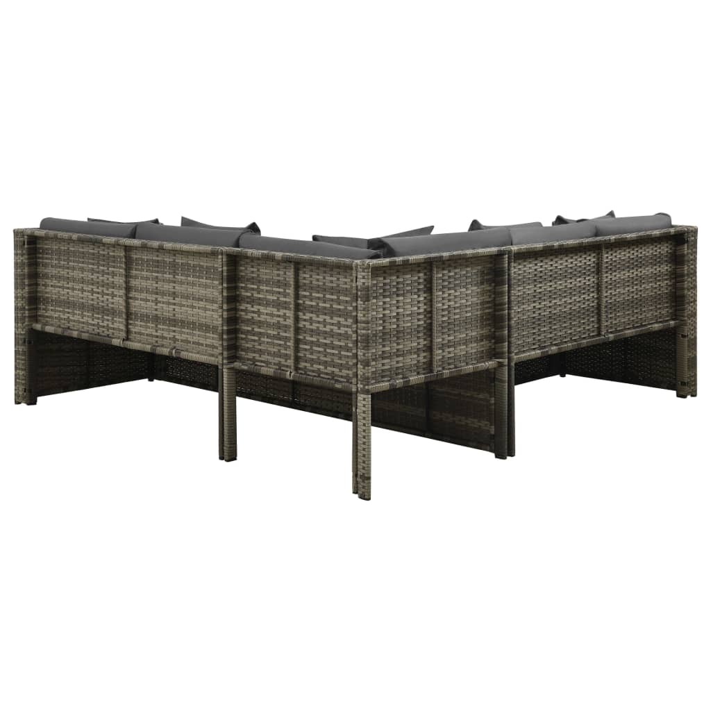 Set de muebles de jardín 4 pzas y cojines ratán sintético gris