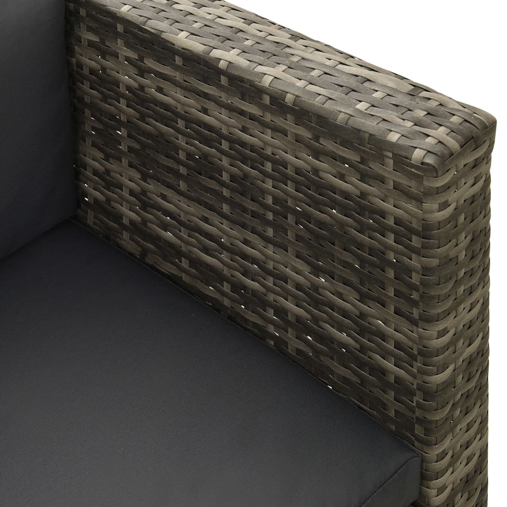 Set de muebles de jardín 4 pzas y cojines ratán sintético gris