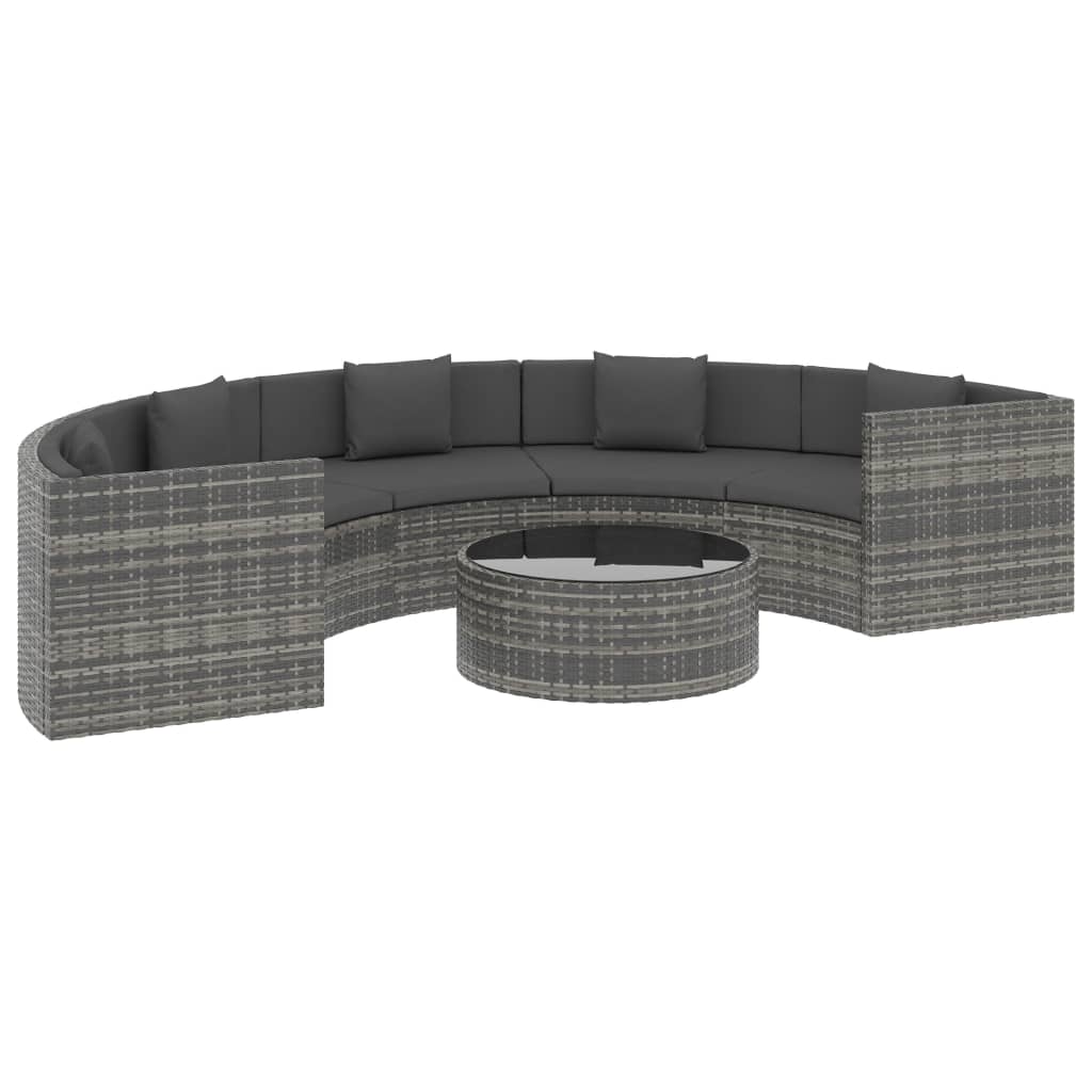 Set de muebles de jardín 6 pzas y cojines ratán sintético gris