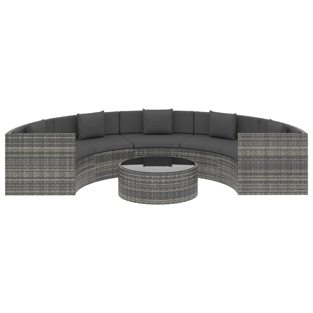 Set de muebles de jardín 6 pzas y cojines ratán sintético gris