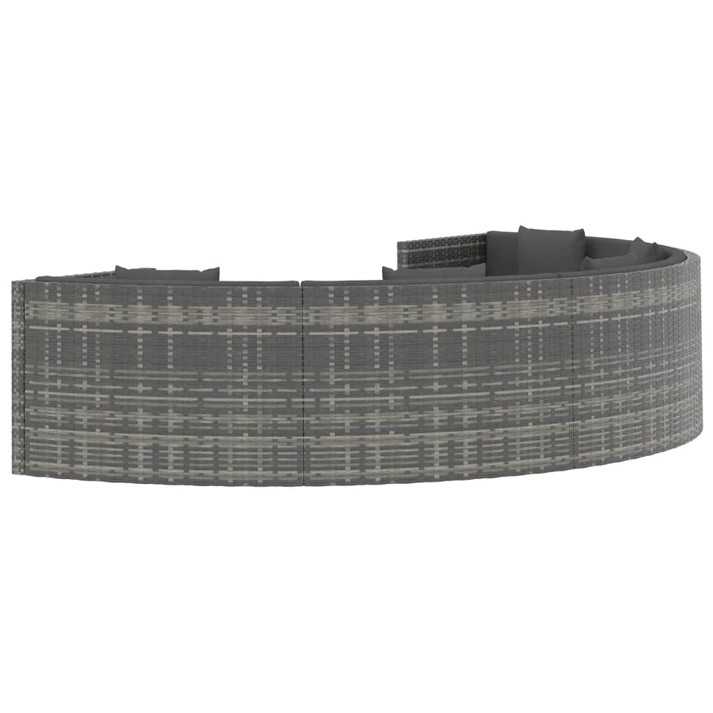 Set de muebles de jardín 6 pzas y cojines ratán sintético gris