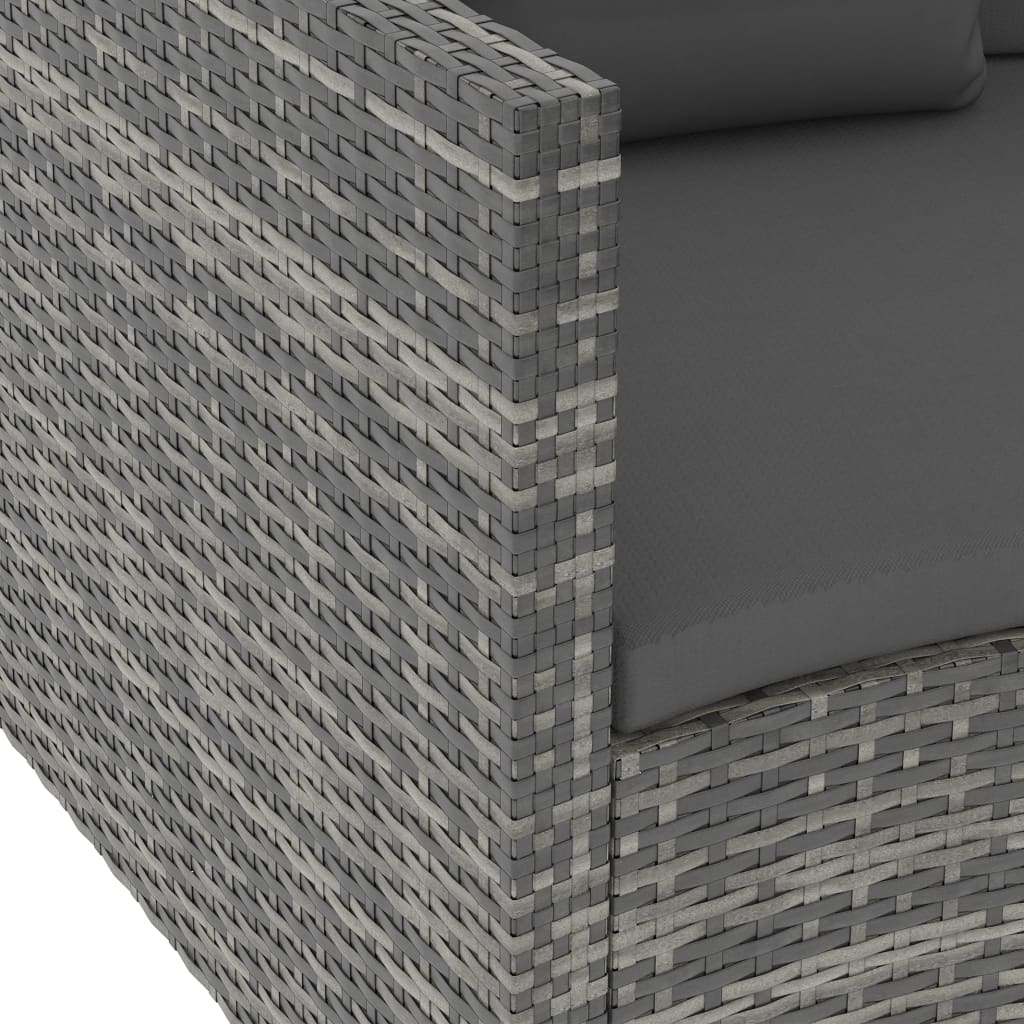 Set de muebles de jardín 6 pzas y cojines ratán sintético gris