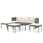 Set de muebles de jardín 6 pzas y cojines ratán sintético gris
