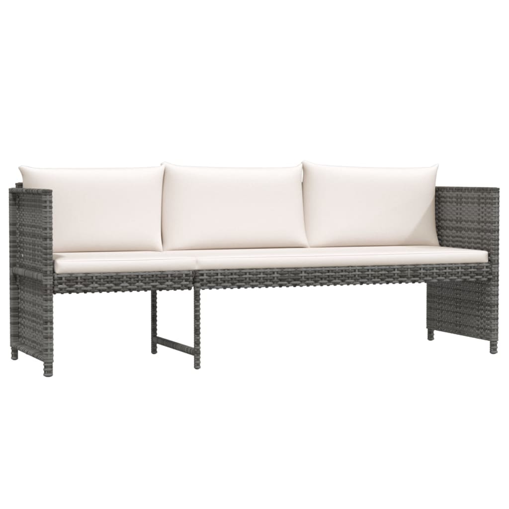 Set de muebles de jardín 6 pzas y cojines ratán sintético gris