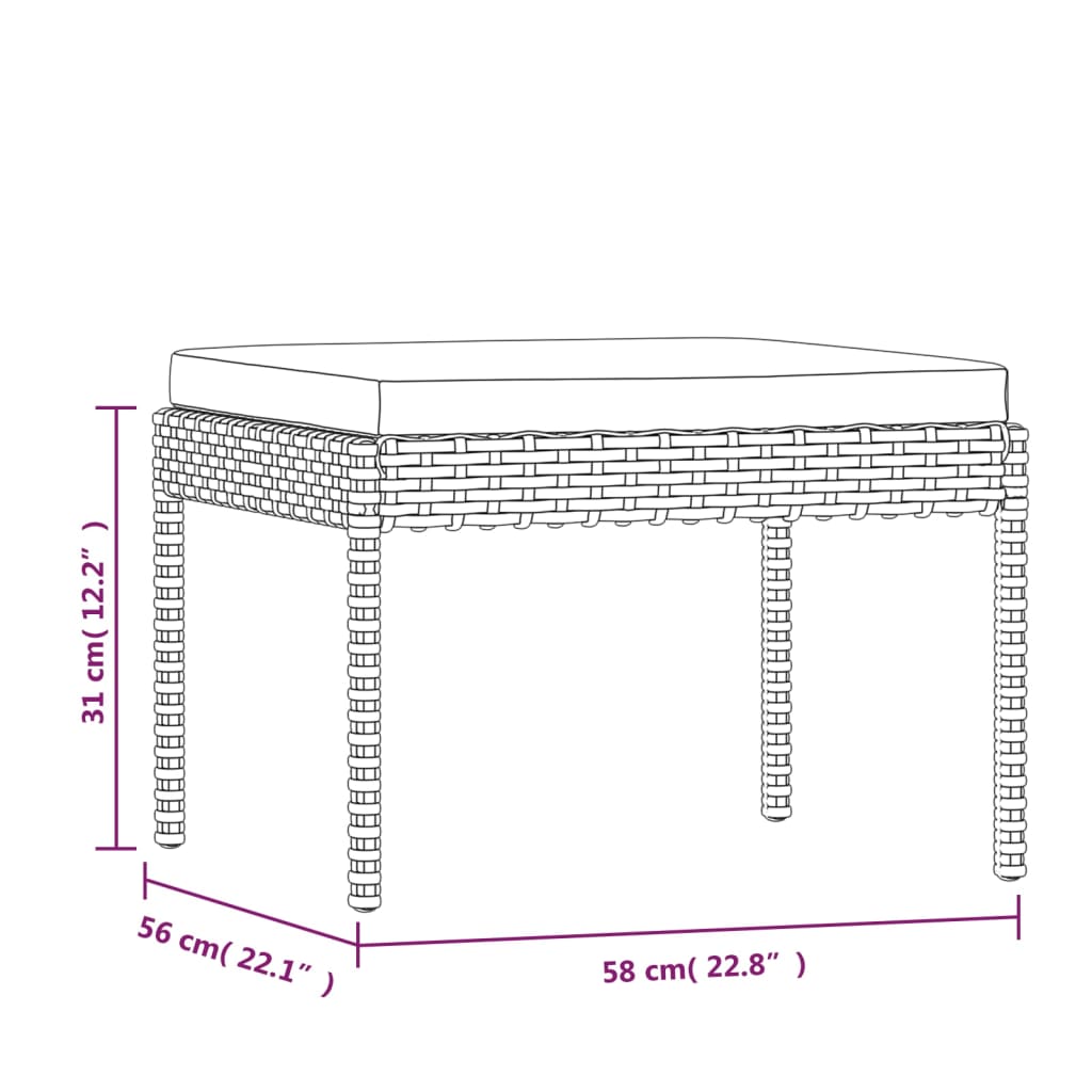 Set de muebles de jardín 6 pzas y cojines ratán sintético gris