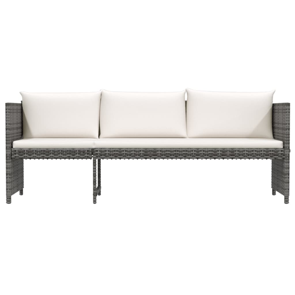 Set de muebles de jardín 6 pzas y cojines ratán sintético gris
