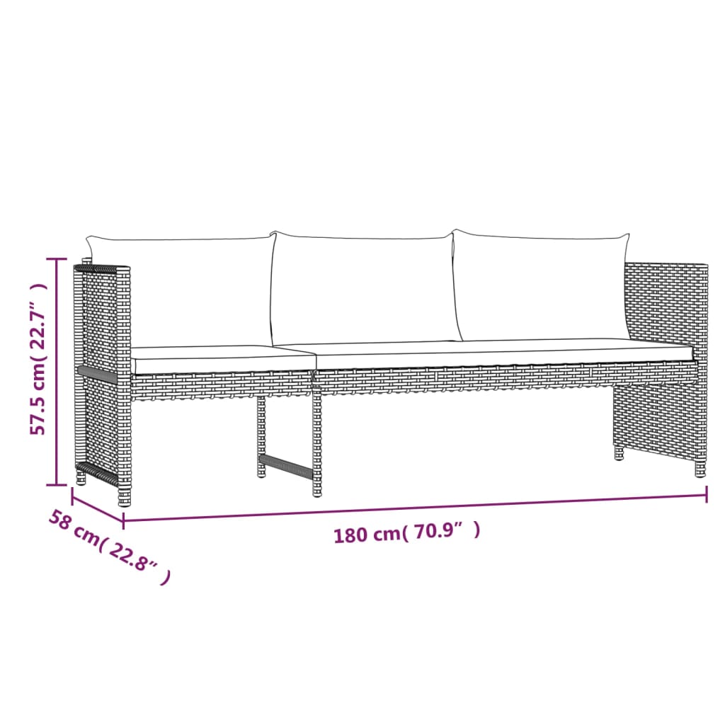 Set de muebles de jardín 6 pzas y cojines ratán sintético gris
