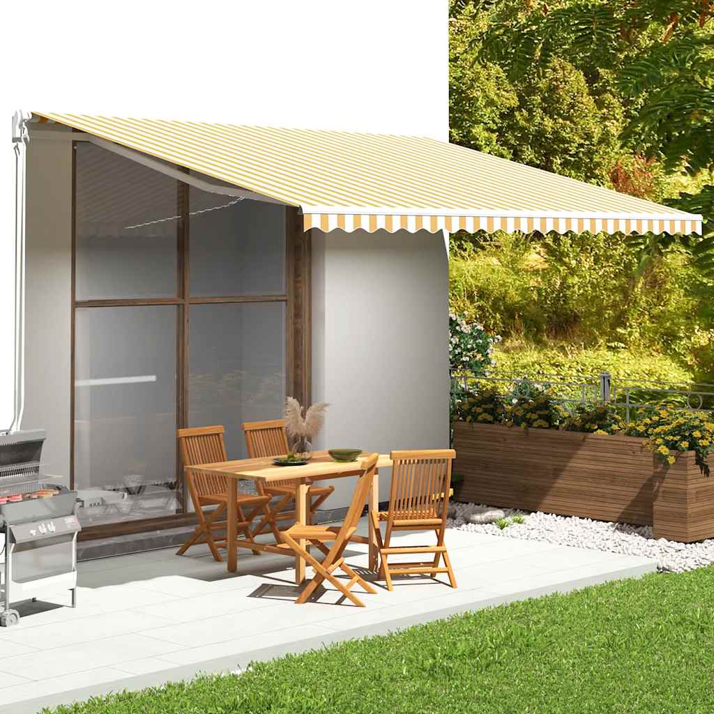 Tela de repuesto para toldo amarillo y blanco 4,5x3,5 m