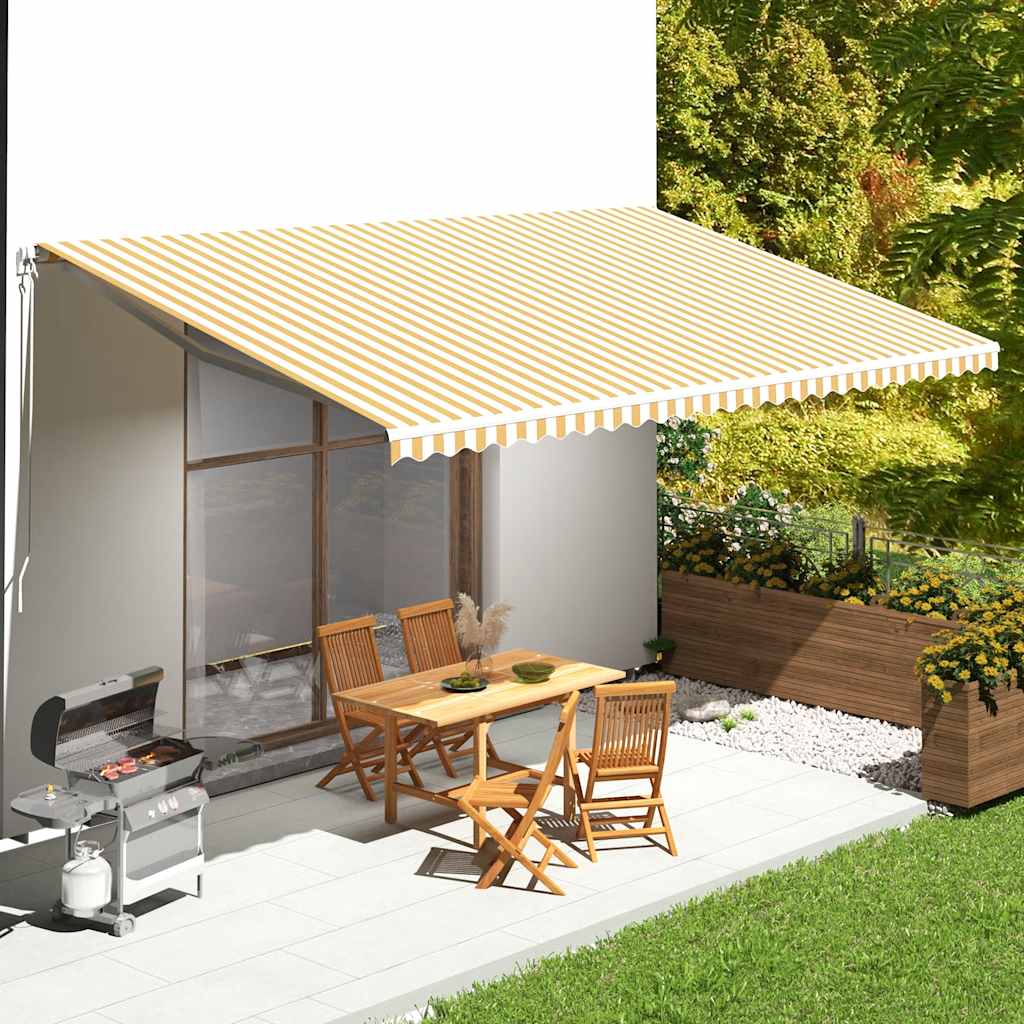 Tela de repuesto para toldo amarillo y blanco 4,5x3,5 m