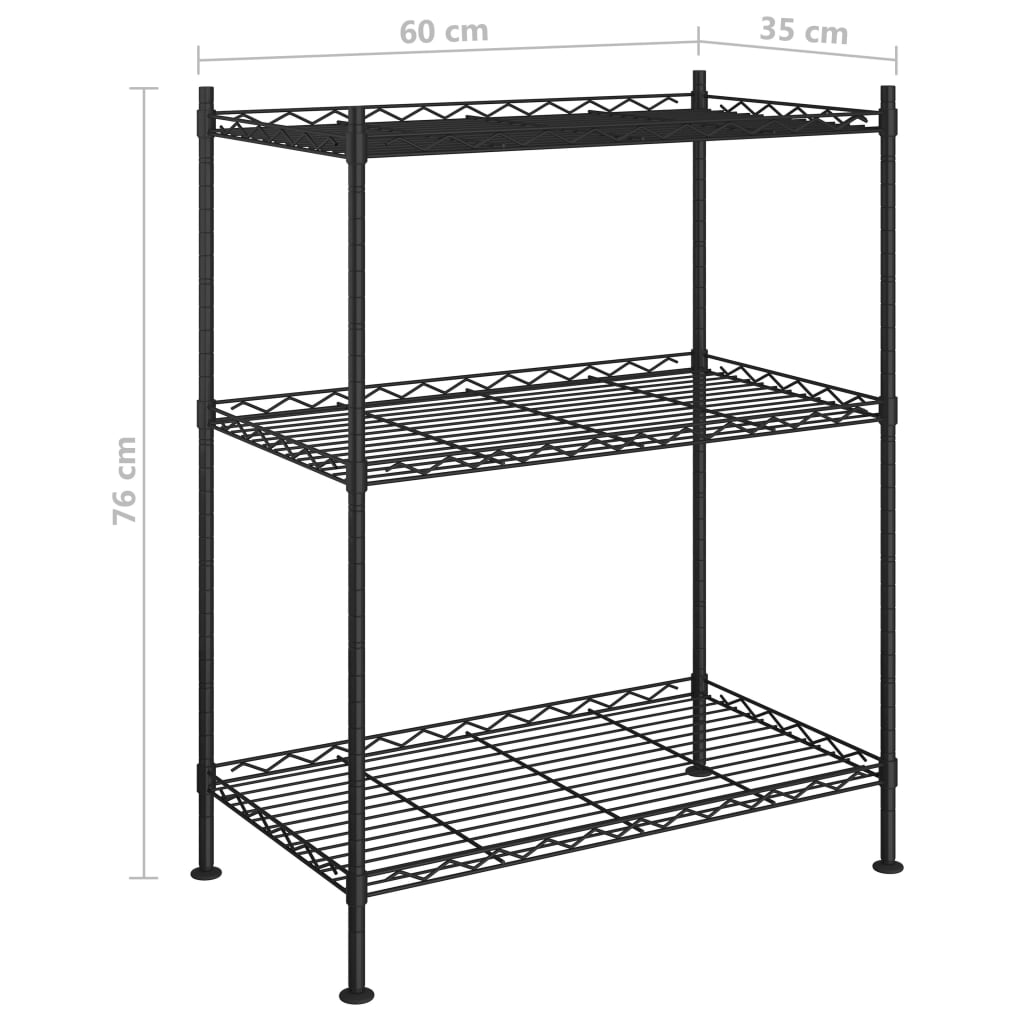 Estantería de almacenaje de 3 niveles negro 60x35x76 cm 150 kg