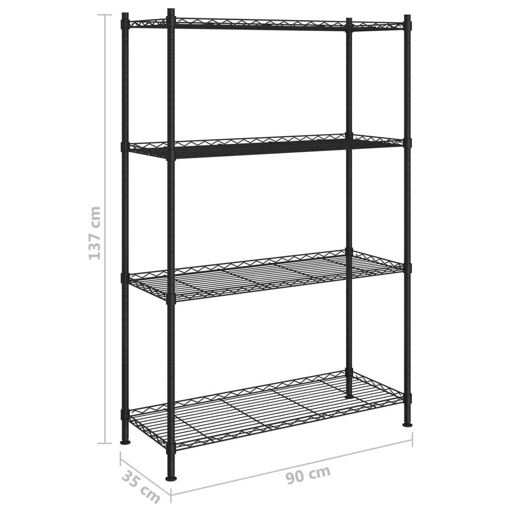 Estante de almacenamiento 4 niveles negro 90x35x137 cm 200 kg