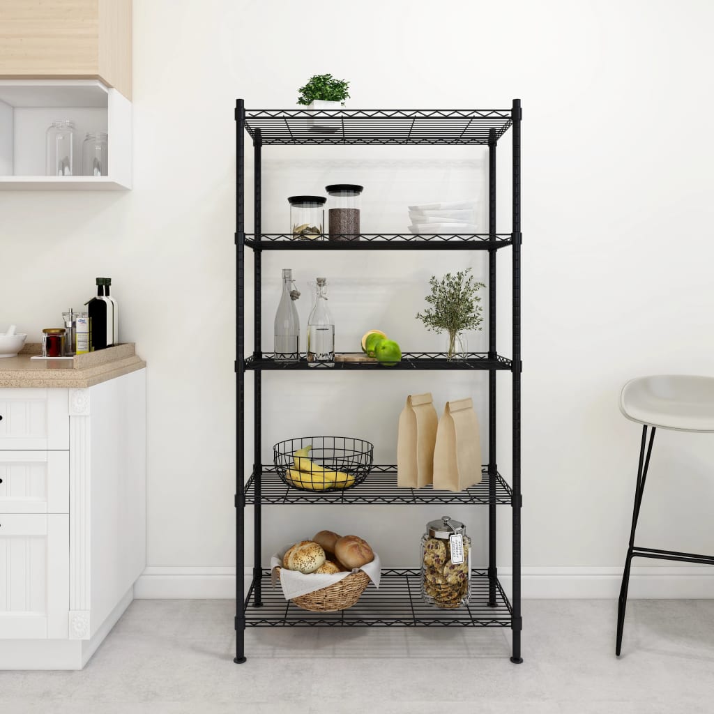 4-Tier Storage Rack Black 90x35x137 cm 200 kg