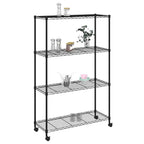 Estante almacenaje 4 niveles ruedas 90x35x142cm negro 200kg