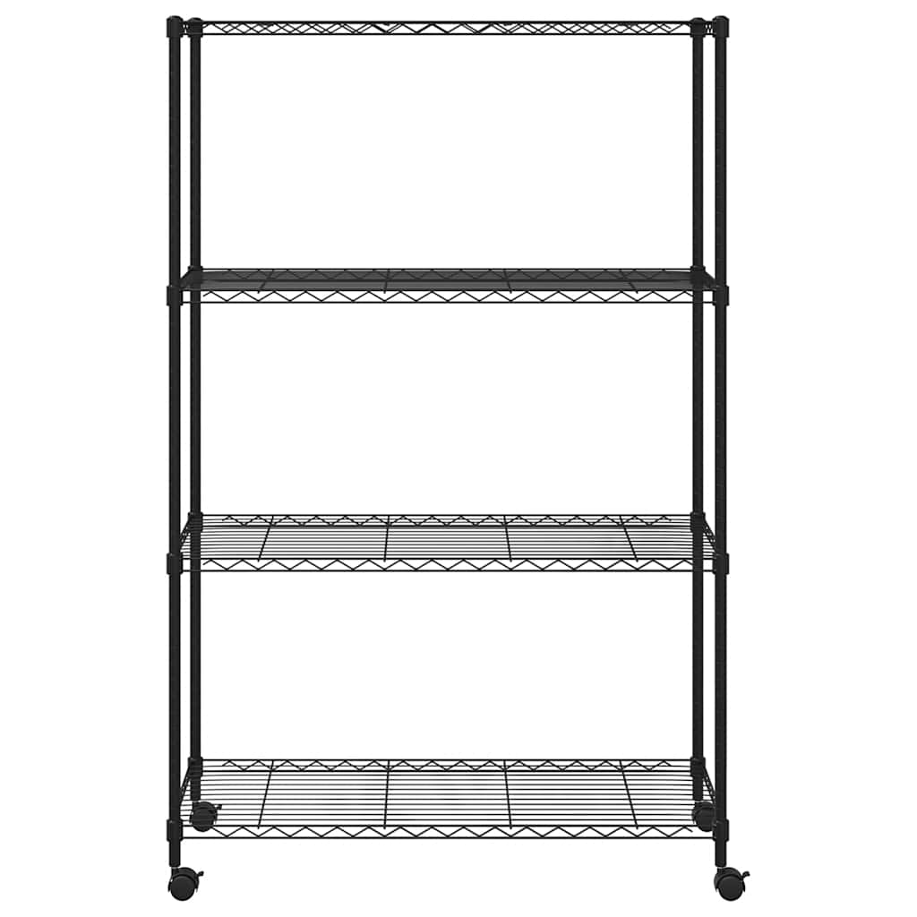 Estante almacenaje 4 niveles ruedas 90x35x142cm negro 200kg