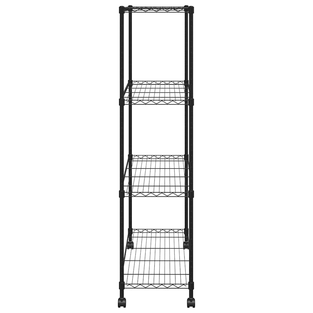 Estante almacenaje 4 niveles ruedas 90x35x142cm negro 200kg