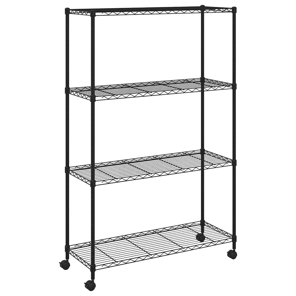 Estante almacenaje 4 niveles ruedas 90x35x142cm negro 200kg