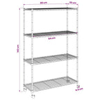 Estante almacenaje 4 niveles ruedas 90x35x142cm negro 200kg