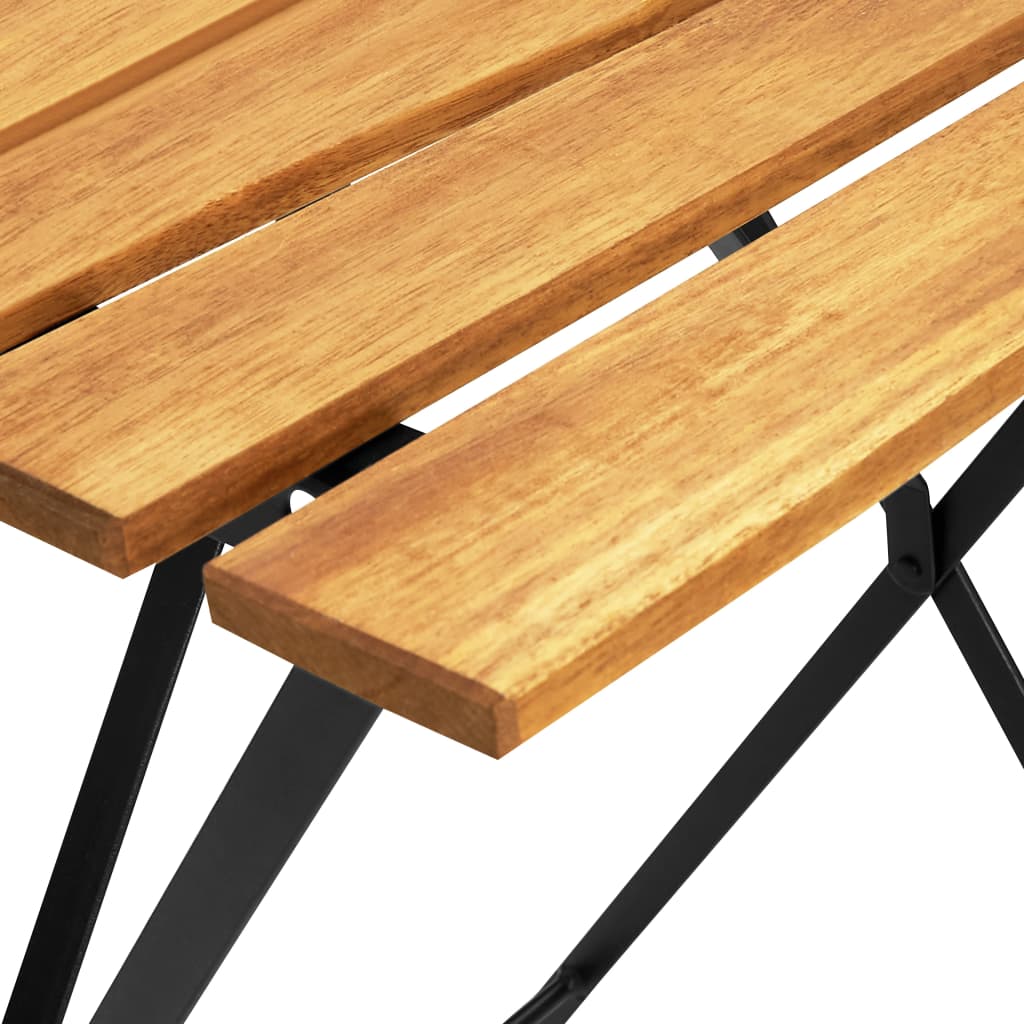 Mesa y sillas bistró plegables 3 pzas madera maciza de acacia
