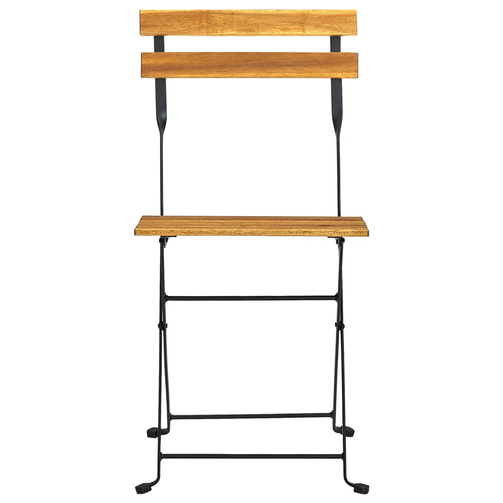 Mesa y sillas bistró plegables 3 pzas madera maciza de acacia