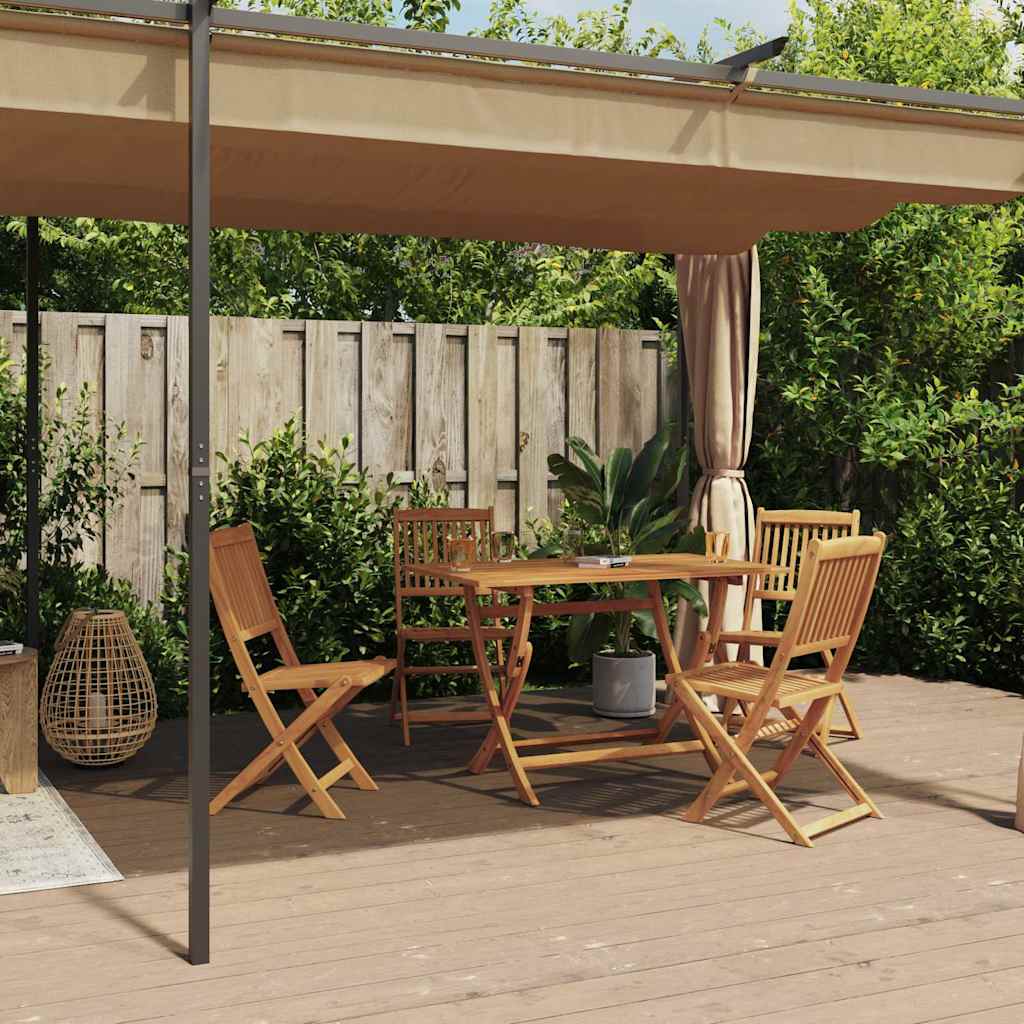 Cenador con cortinas acero gris taupe 6x3 m