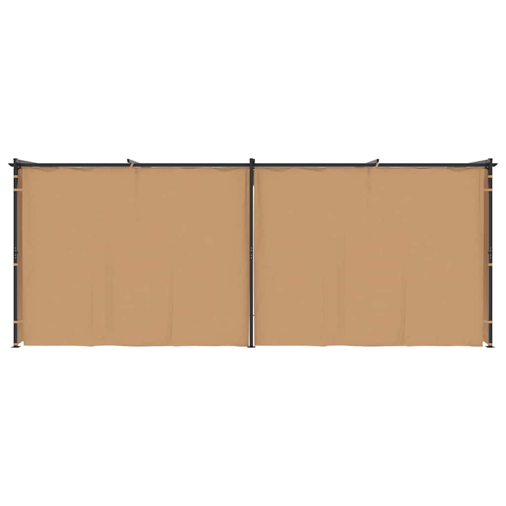 Cenador con cortinas acero gris taupe 6x3 m