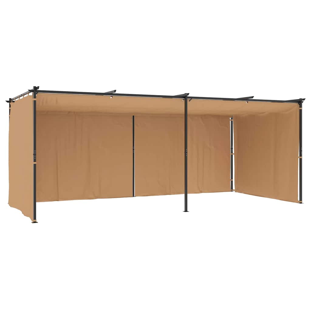 Cenador con cortinas acero gris taupe 6x3 m