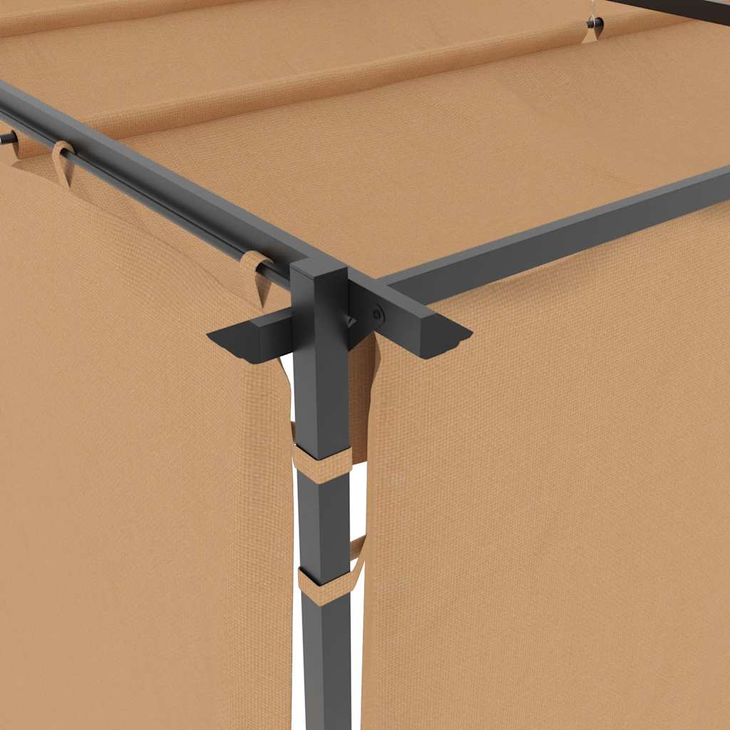 Cenador con cortinas acero gris taupe 6x3 m