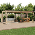 Cenador con cortinas acero gris taupe 6x3 m