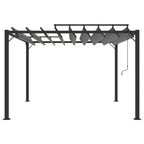 Cenador con techo de lamas tela antracita y aluminio 3x3 m
