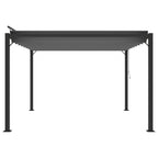 Cenador con techo de lamas tela antracita y aluminio 3x3 m