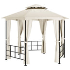Cenador con paredes laterales crema 3,1x2,7 m