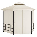 Cenador con paredes laterales crema 3,1x2,7 m