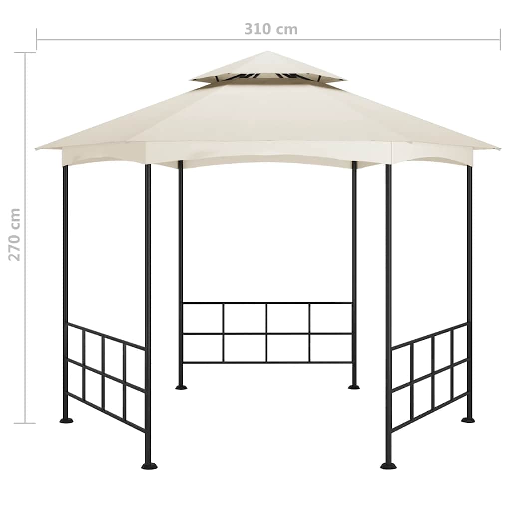 Cenador con paredes laterales crema 3,1x2,7 m