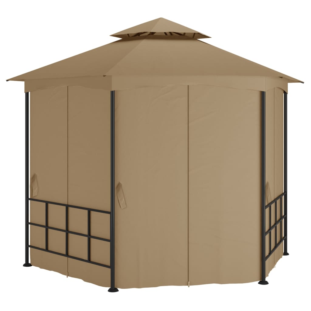 Cenador con paredes laterales crema 3,1x2,7 m