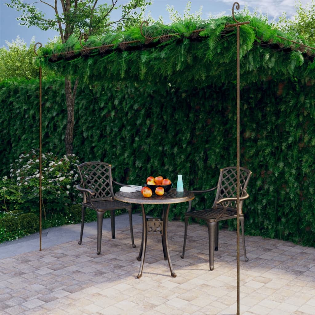 Pérgula de jardim em ferro, castanho antigo 3x3x2,5 m