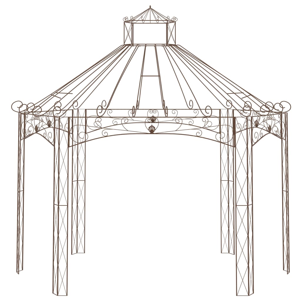 Pérgola de jardín marrón antiguo 400x258x378 cm hierro