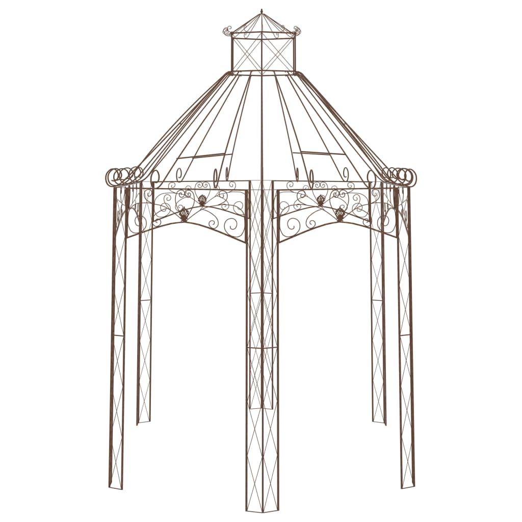 Pérgola de jardín marrón antiguo 400x258x378 cm hierro