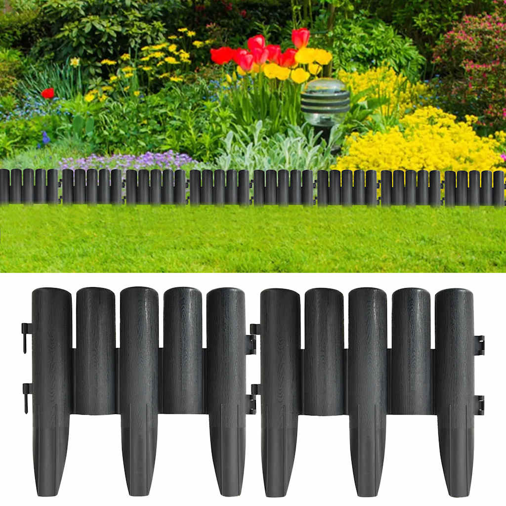 Garden edging 36 units PP grey 10 m