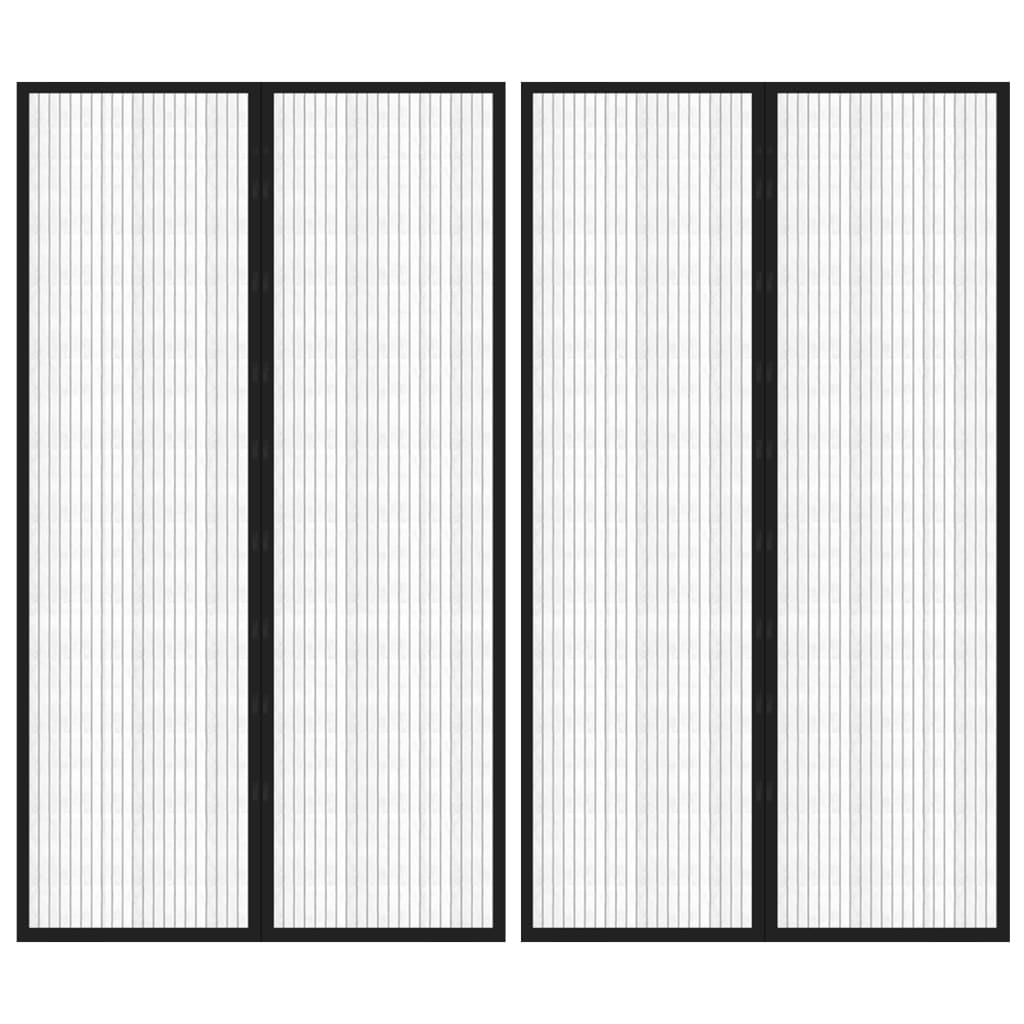 Mosquiteras para puerta bloque magnético 2 uds negro 200x80 cm