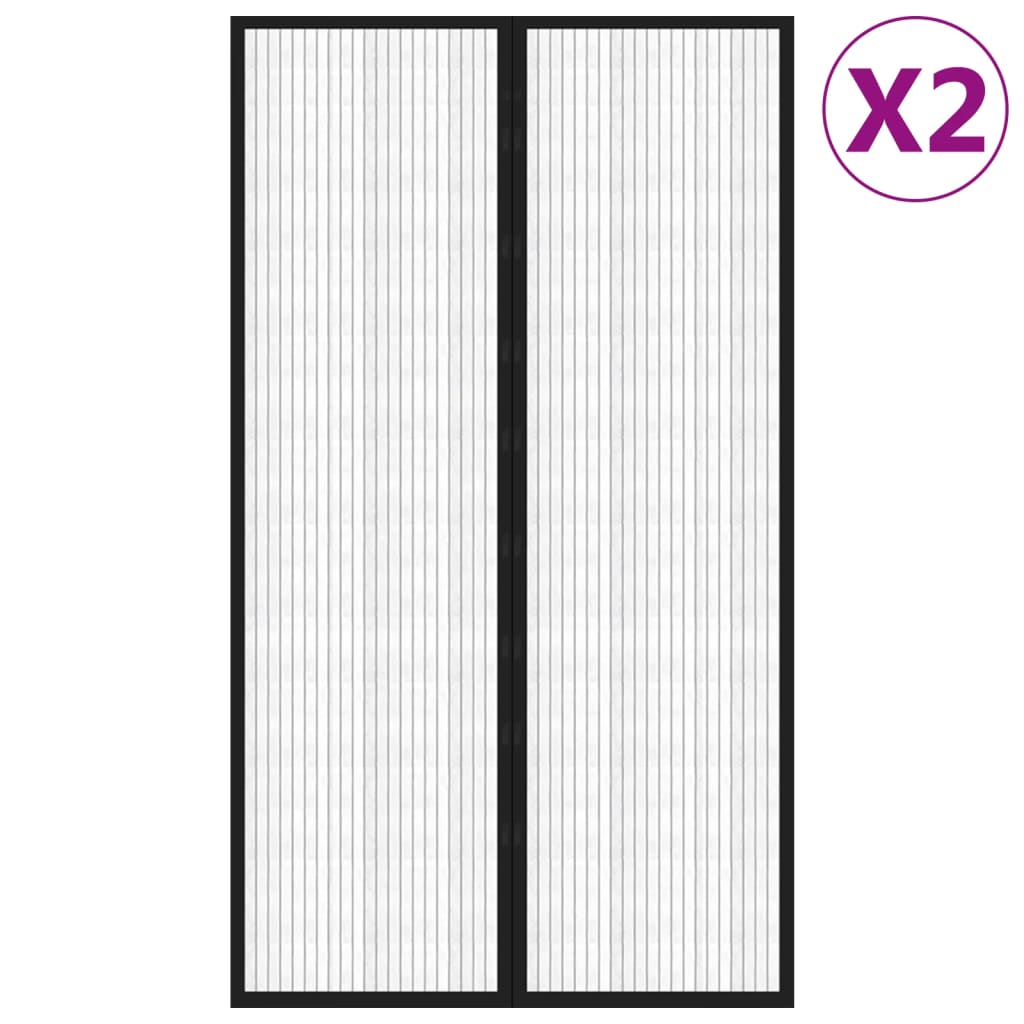 Mosquiteras para puerta bloque magnético 2 uds negro 200x80 cm